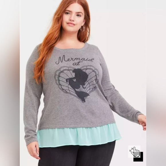 Disney Gray Long Sleeve Top with Mint Ruffle - Picture 3 of 8